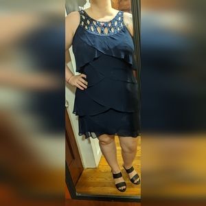 SL FASHIONS chiffon tulip tiered short dress Size 14